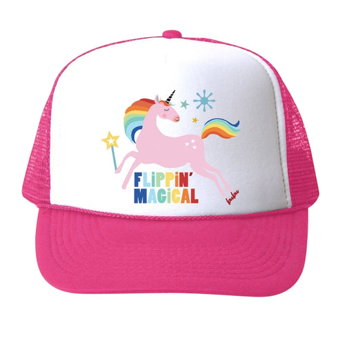 Flippin Magical Unicorn White/Hot Pink Trucker Hat