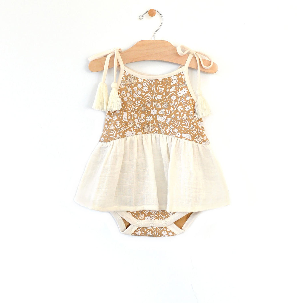 City Mouse Gold Garden Skirted Bodysuit
