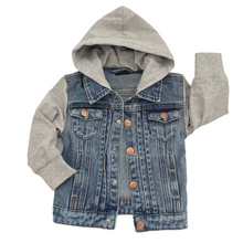 Gray Hooded Denim Jacket - Little Bipsy Collection