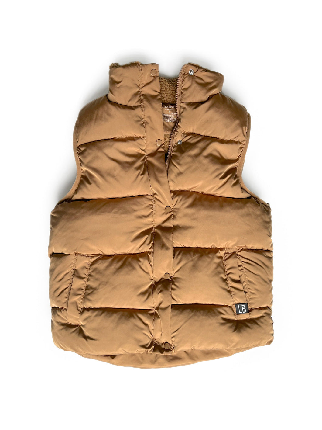 Sherpa Lined Puffer Vest - Camel