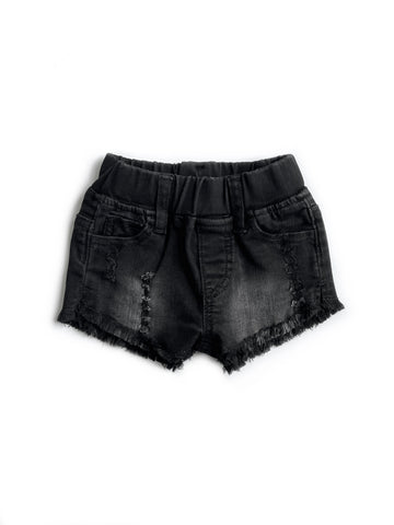 CUT OFF DENIM SHORTIES - BLACK Little Bipsy