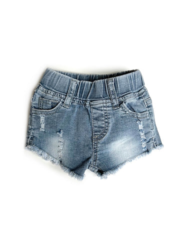 CUT OFF DENIM SHORTIES - LIGHT WASH