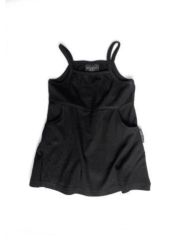 RIBBED TANK DRESS - BLACK