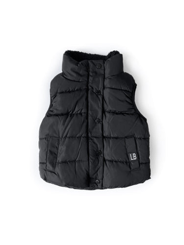 Sherpa Lined Puffer Vest - Black