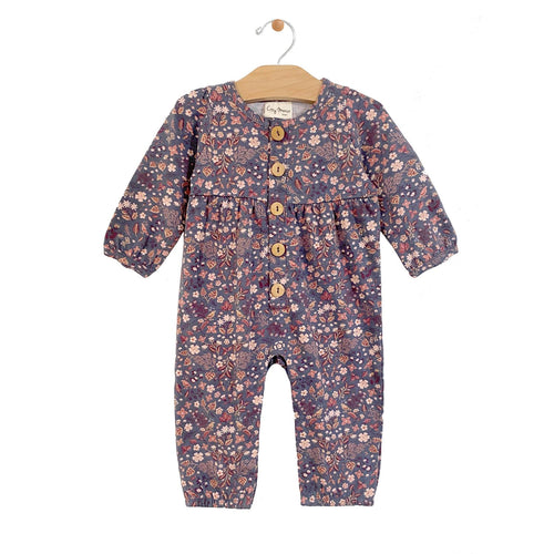 City Mouse Button Gathered Romper - Multi Floral
