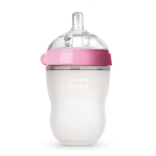 Comotomo Natural Feel Baby Bottle, Pink, 8 Ounce