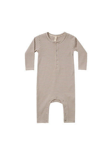 Quincy Mae ribbed baby jumpsuit | charcoal stripe
