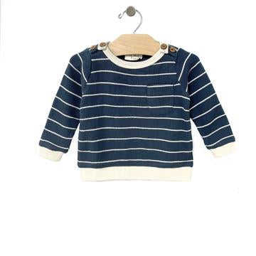 Waffle Stripe Pullover - Storm Cloud